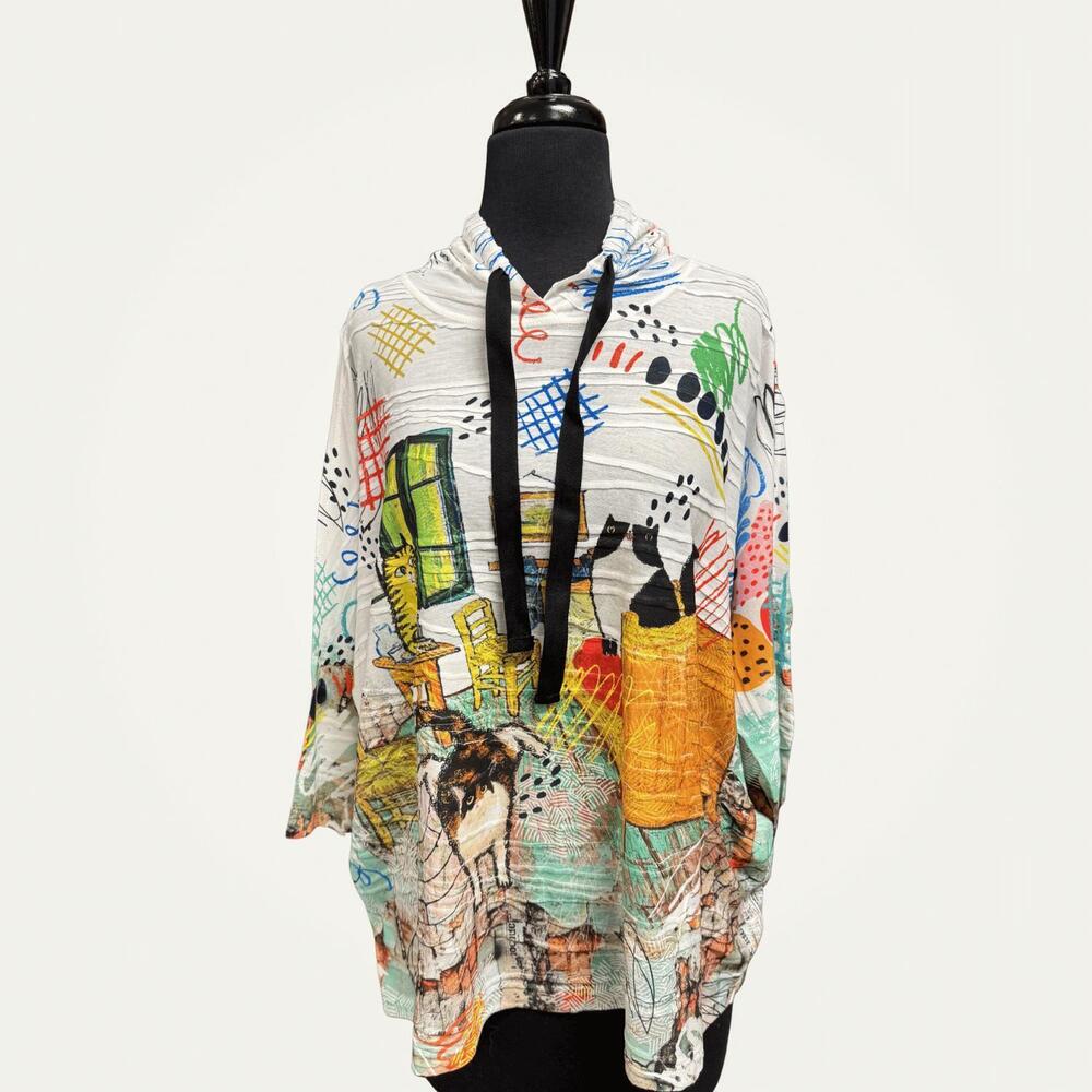 NEW INOAH women's meow-mates hoodie in white multi